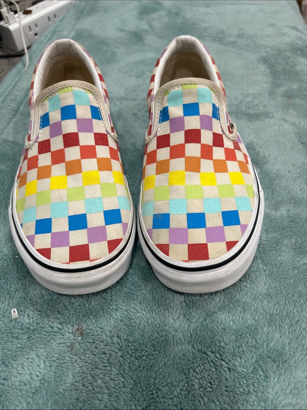 Vans Kids Checkerboard Slip-On Shoes - Rainbow,excellent condition